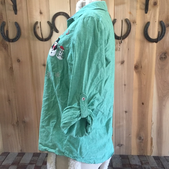 Christmas Long Sleeve Snowman Shirt Santa - Picture 4 of 7